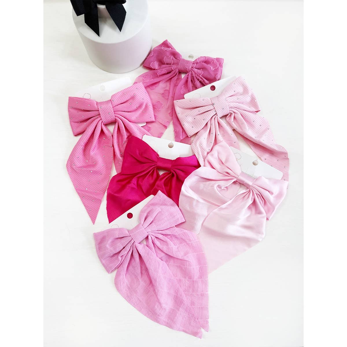 Fabric Pink Shade Bow Hair Clips