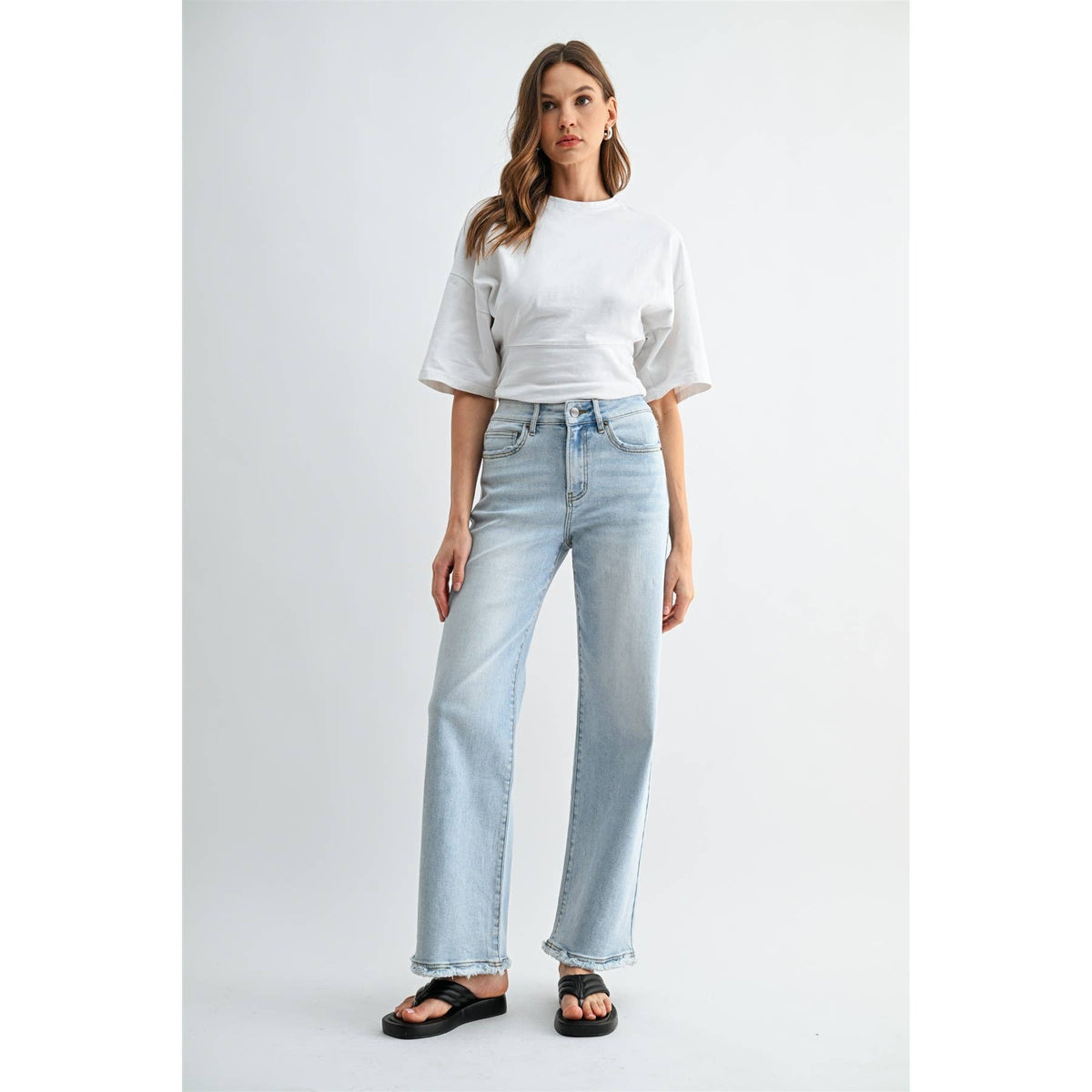 Mica Denim - HIGH-RISE WIDE LEG RAW HEM