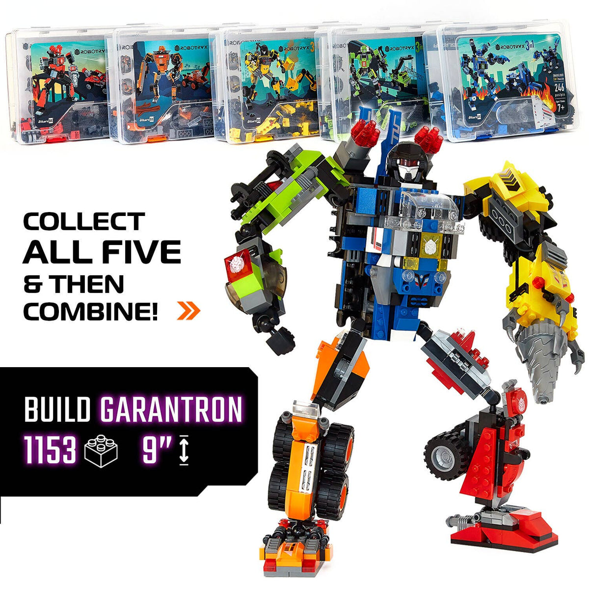 Robot Toy for Kid Builders (212 Pc) CliffSling - 3 in 1 Toys