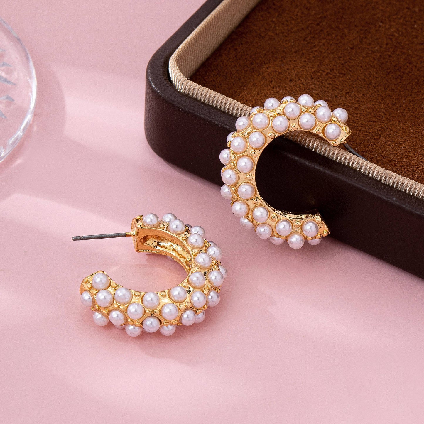 JOSSLYN Gold-Tone Multi-Pearl C-Hoop Earrings