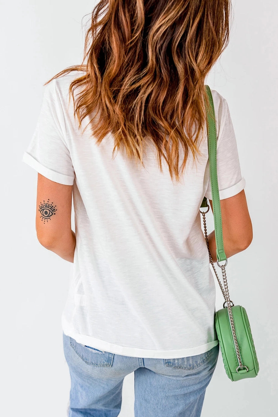 Lovesoft Women's White Flag Graphic Crew Neck Tee - Medium Lovesoft