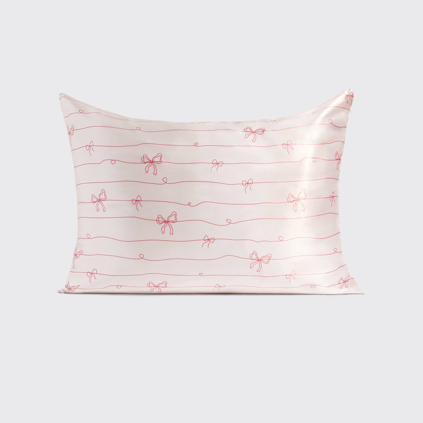 KITSCH - Holiday Satin Pillowcase in Striped Bows