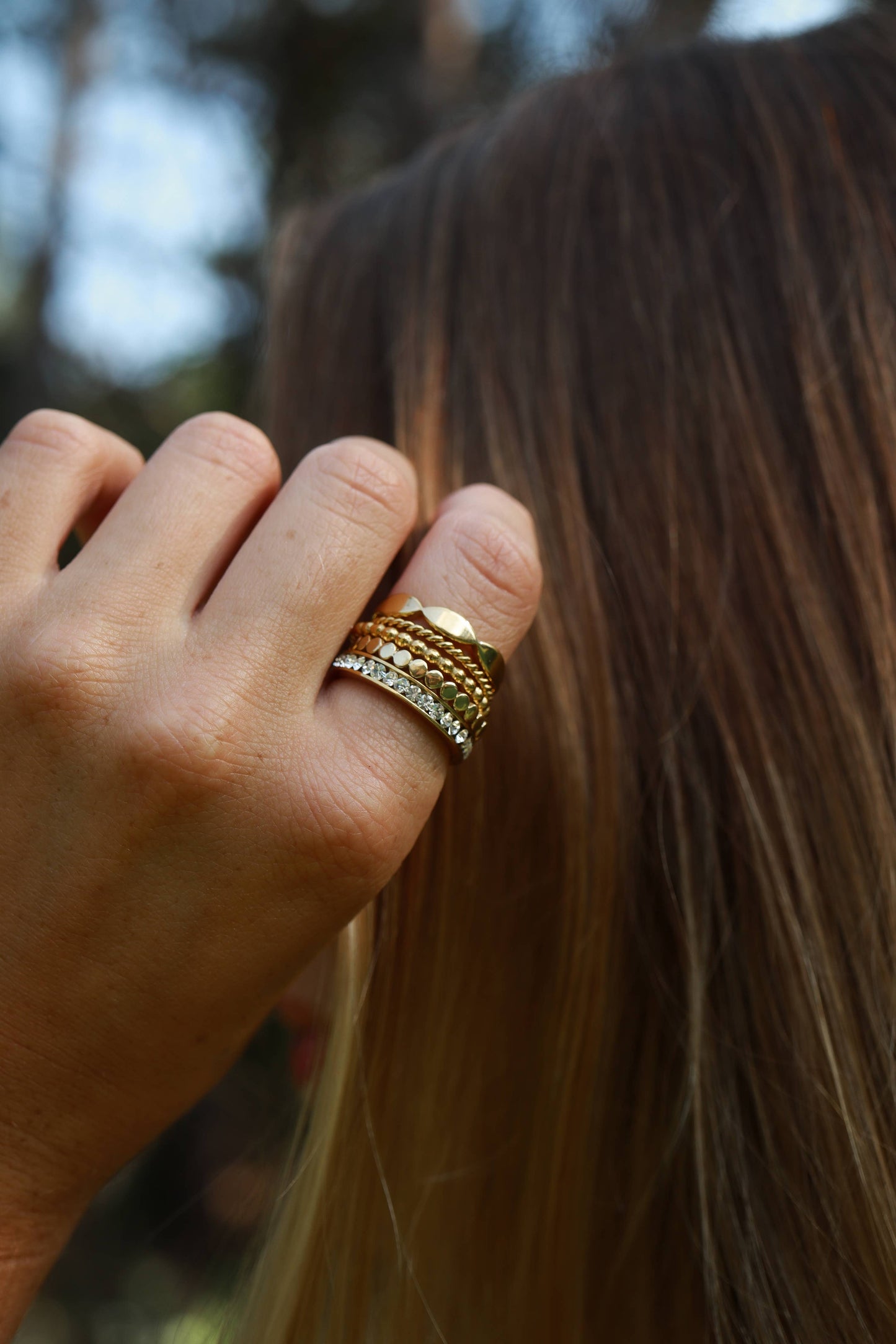 18K Gold PVD CZ Eternity Stainless Steel Ring - October - Size 10