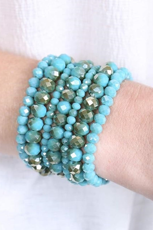 3pcs Stackable Beaded Bracelet (Turquoise)