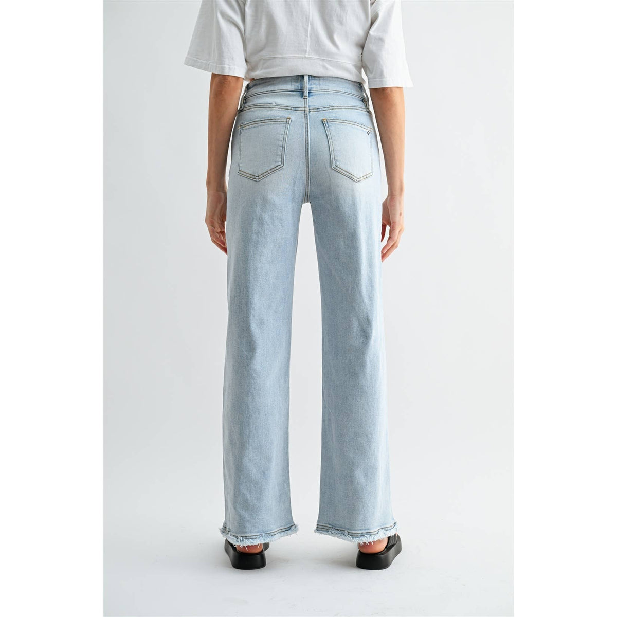 Mica Denim - HIGH-RISE WIDE LEG RAW HEM