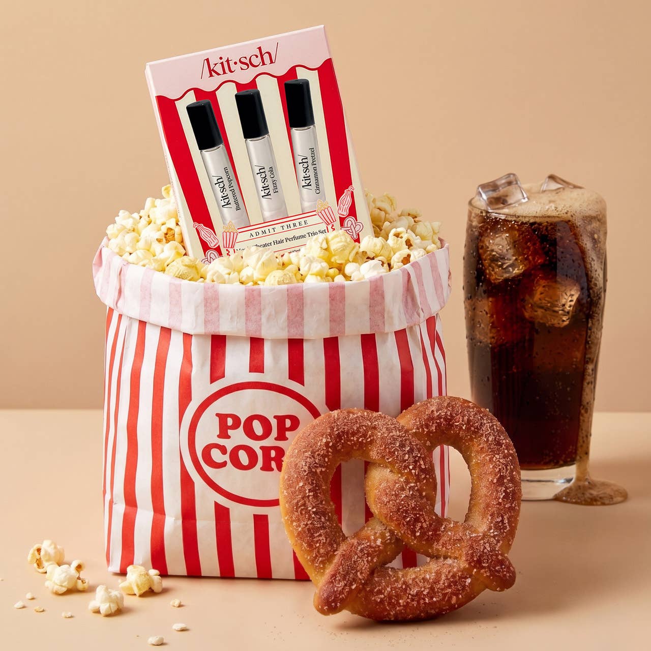 KITSCH - Movie Theater Hair Perfume Trio Set - Buttered Popcorn, Fizzy Cola, Cinnamon Pretzel