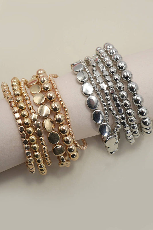 JOSSLYN MULTI BALL CHAIN BEAD MIX STRETCHABLE BRACELET