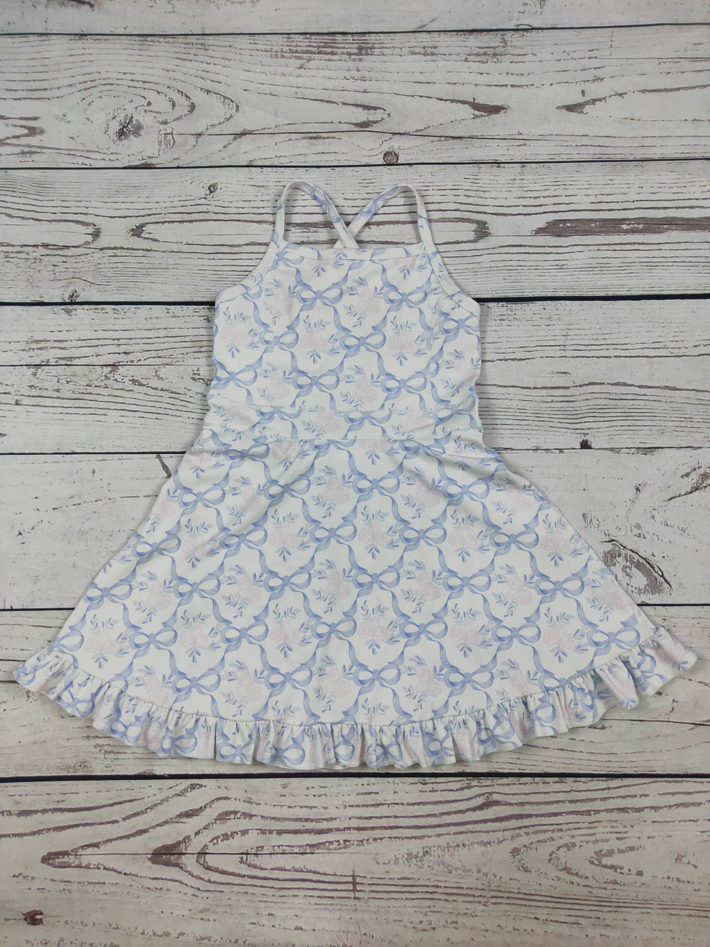 sassy kids palace - Flower Bow Print Girls Athletic Dresses