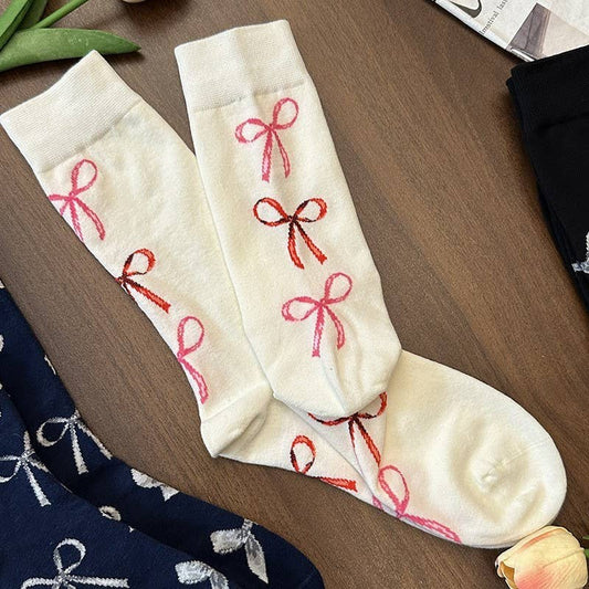 Bow Mid Calf Length Socks