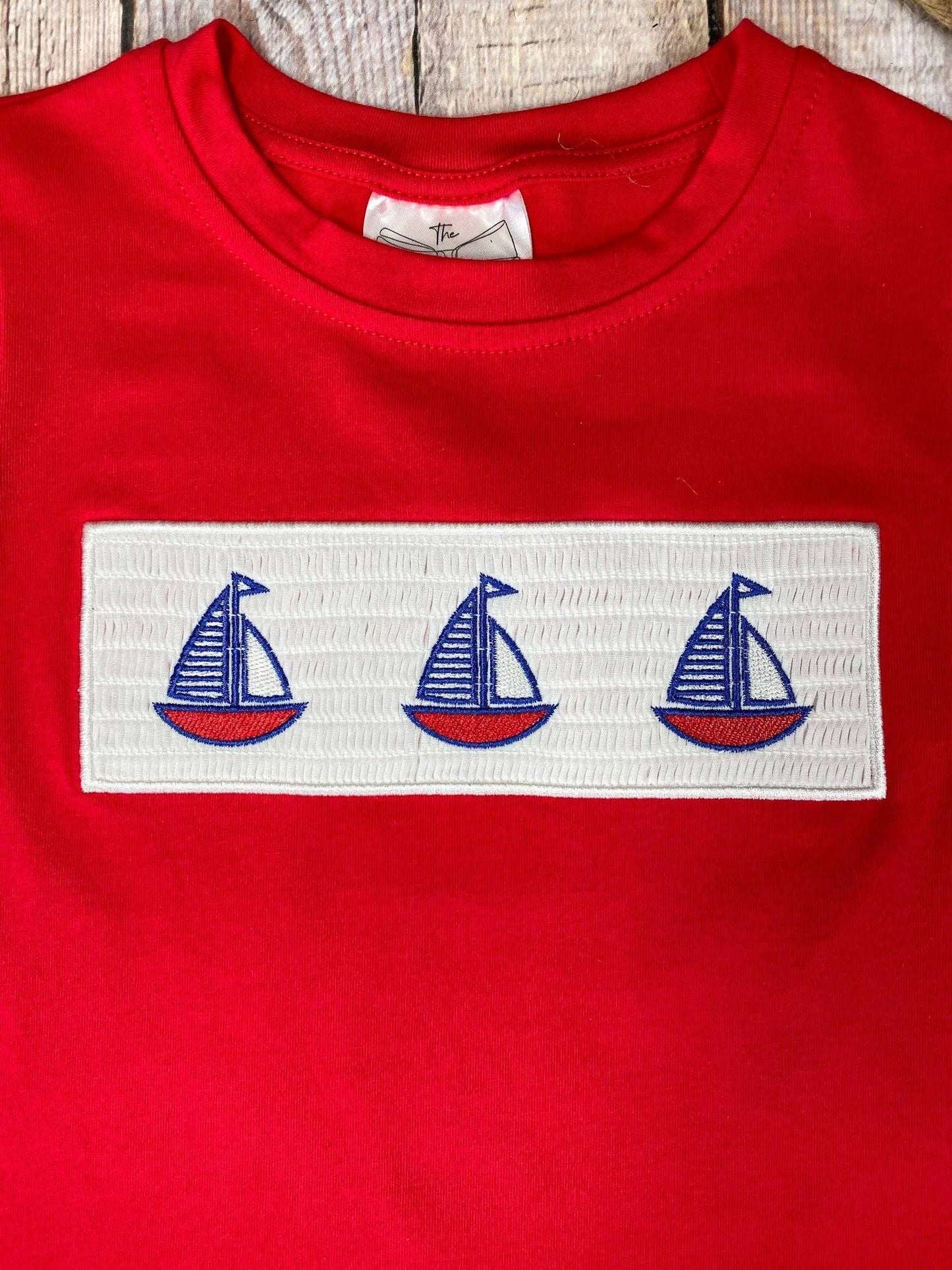 The Hair Bow Company - Red Smocked Sailboat Shirt - Size 4T