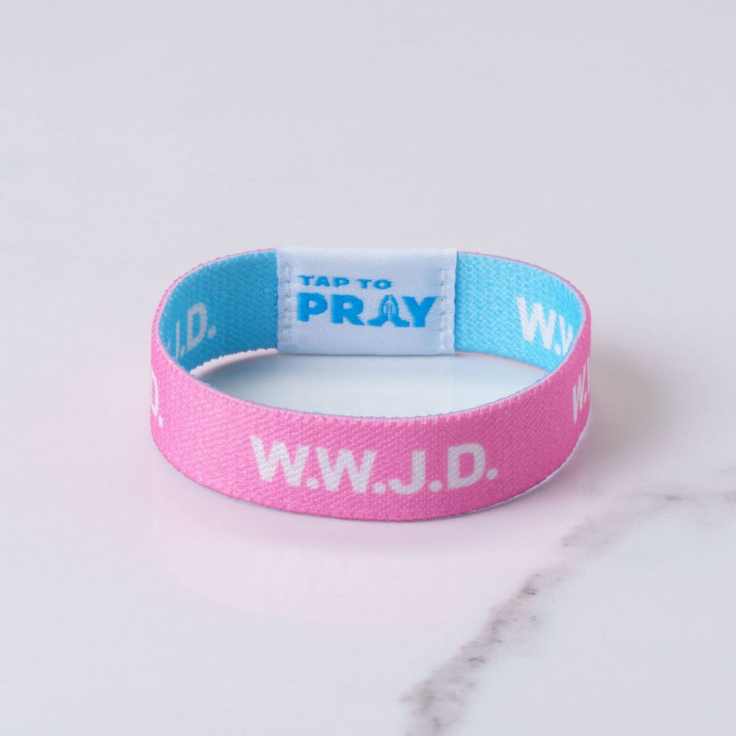 Tap To Pray Wristbands - Blue & Pink WWJD - X-Small
