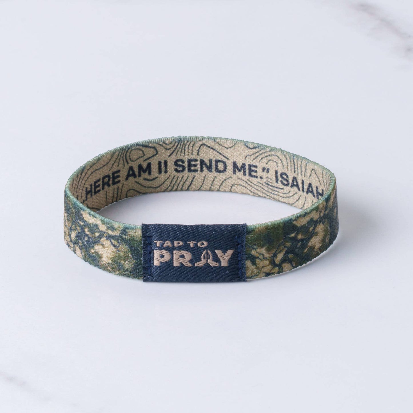 Tap To Pray Wristbands - Valor Camo & Isaiah 6:8 - Medium