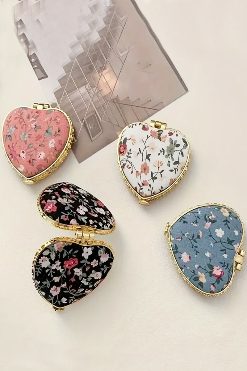 Floral Design Heart Hand Mirror