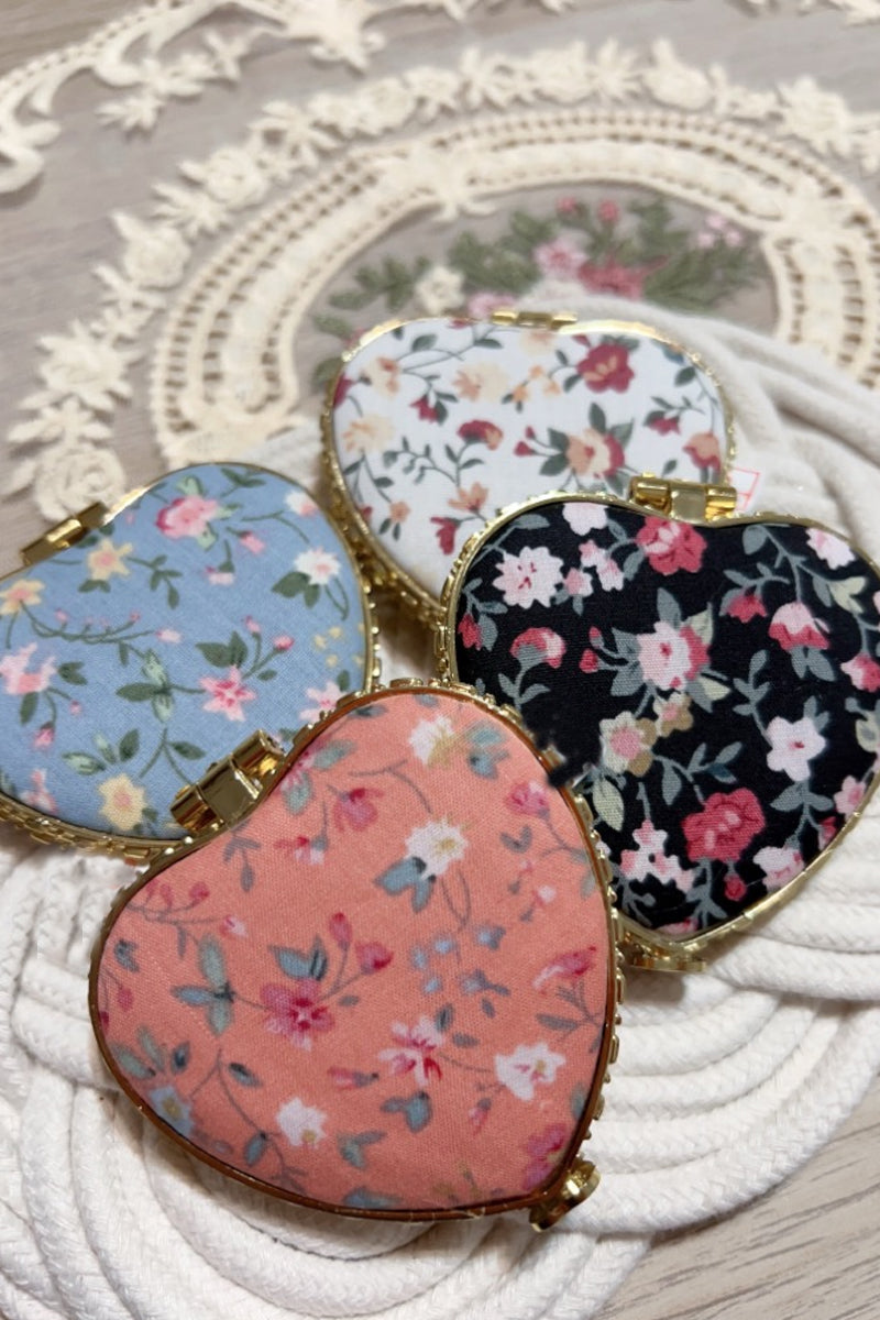 Floral Design Heart Hand Mirror