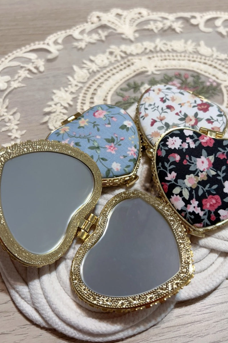 Floral Design Heart Hand Mirror