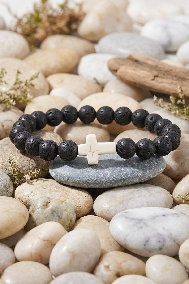 Jesus Cross Stone Bracelet