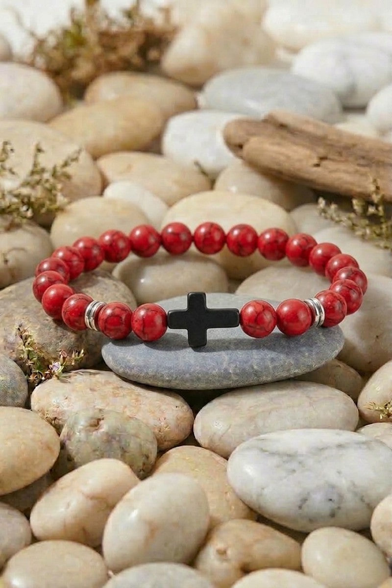 Jesus Cross Stone Bracelet