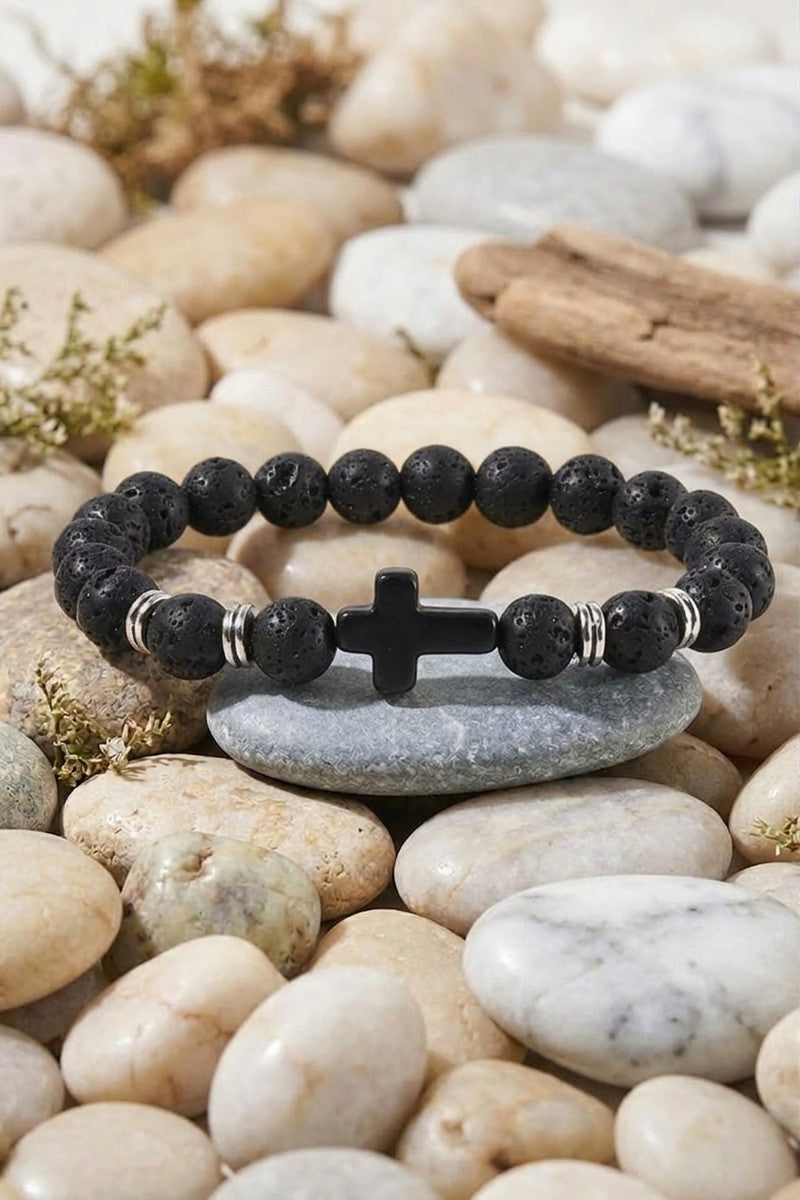 Jesus Cross Stone Bracelet