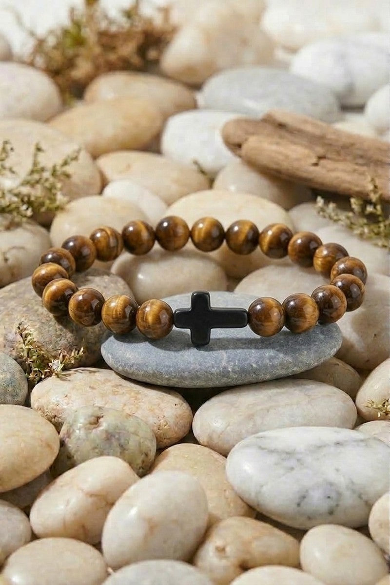 Jesus Cross Stone Bracelet