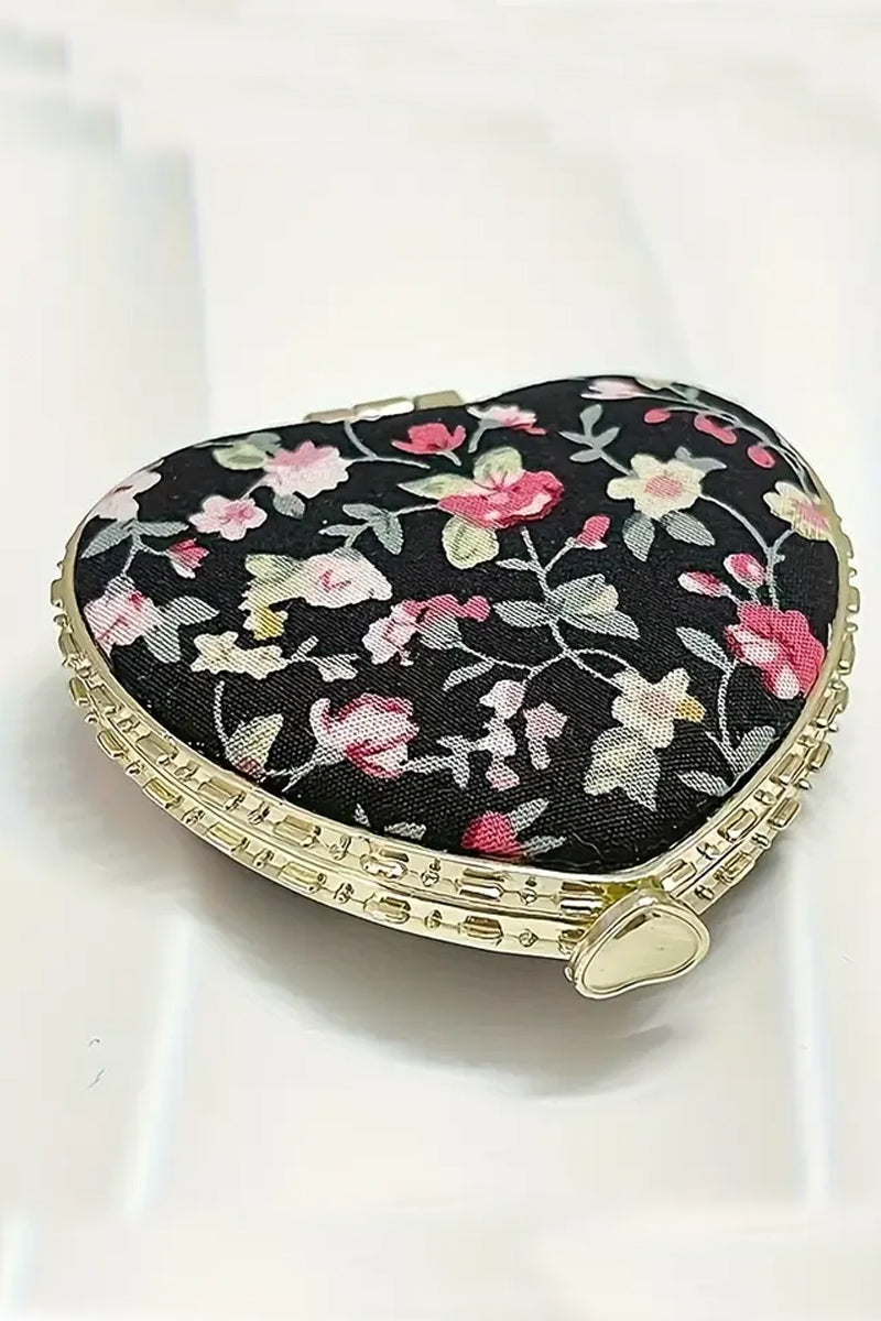 Floral Design Heart Hand Mirror
