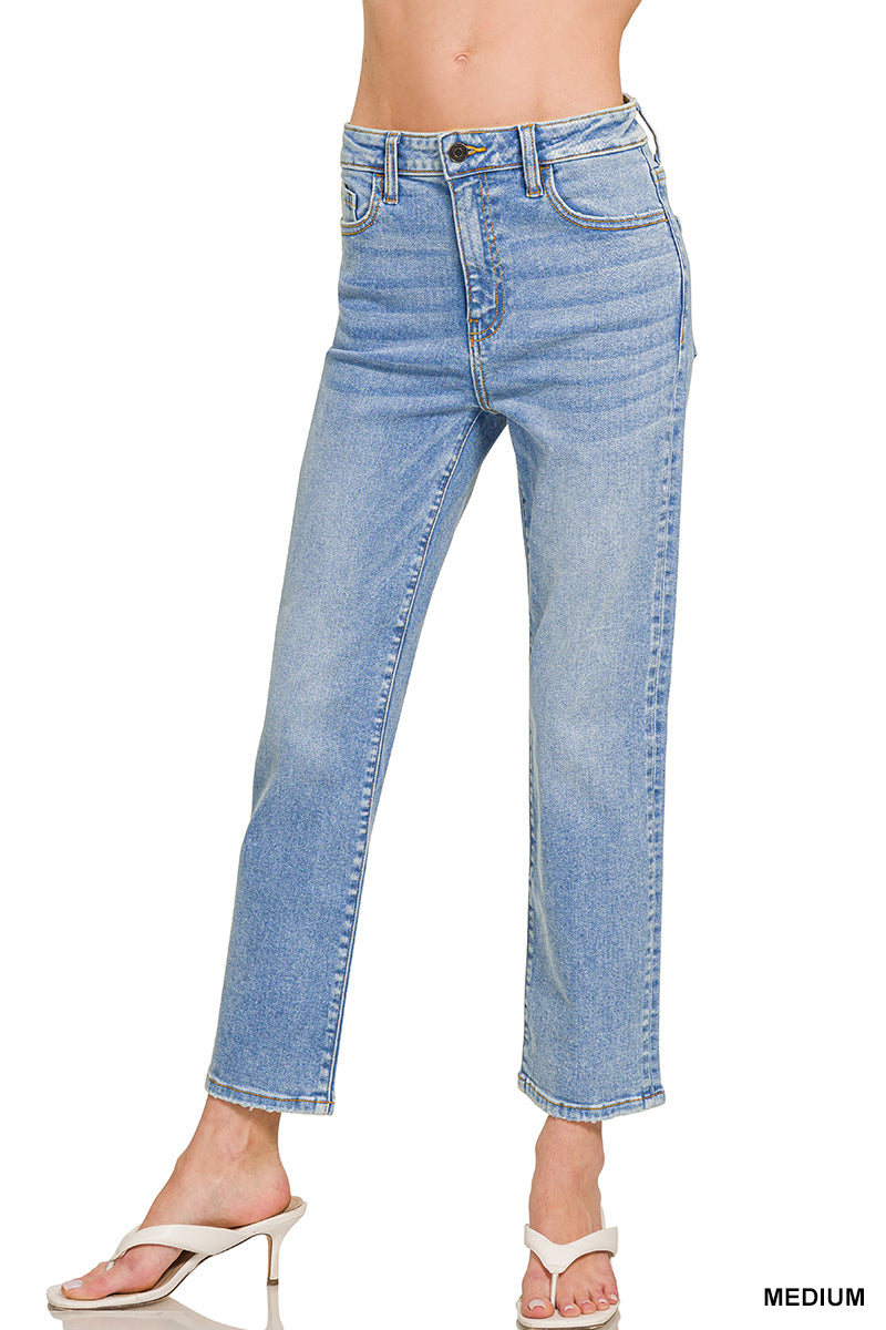 Zenana Women's Washed Cropped Straight Denim Pants - Medium - 25