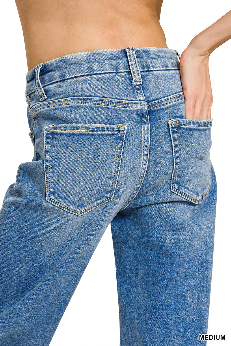 Zenana Women's High Rise Flare Bottoms Jeans - Medium