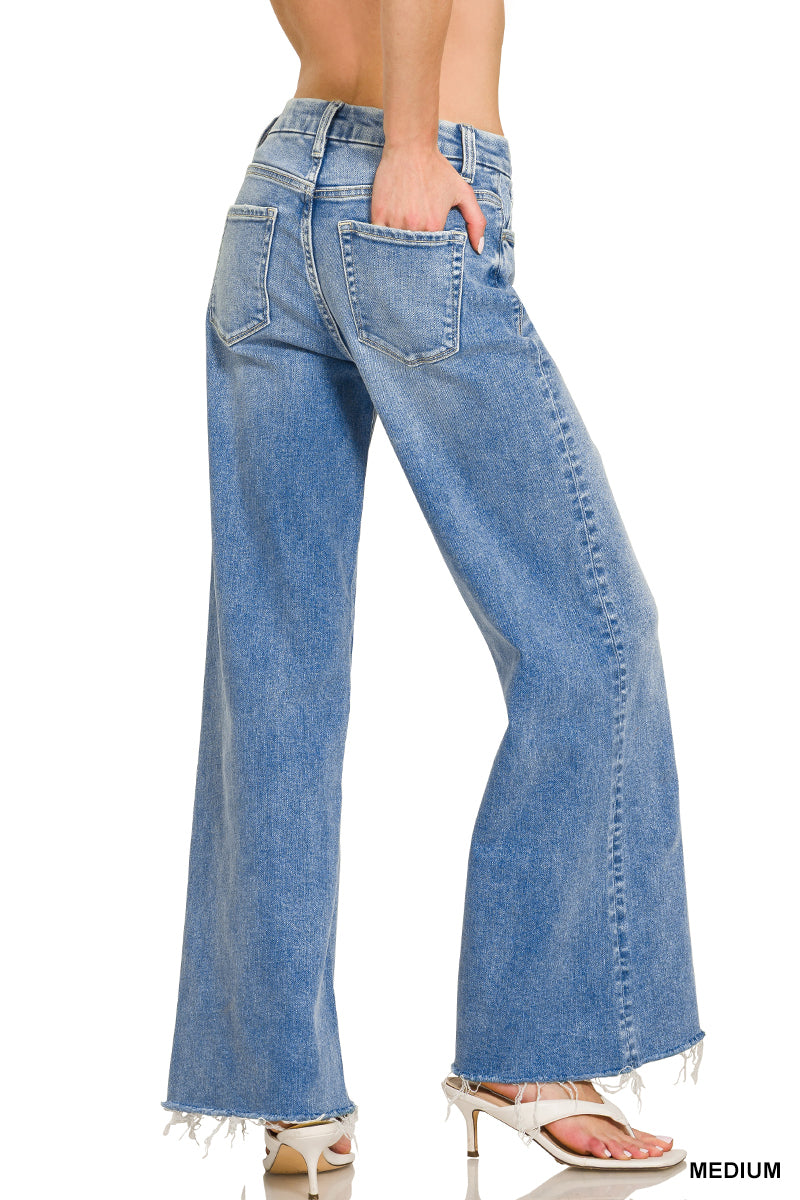 Zenana Women's High Rise Flare Bottoms Jeans - Medium