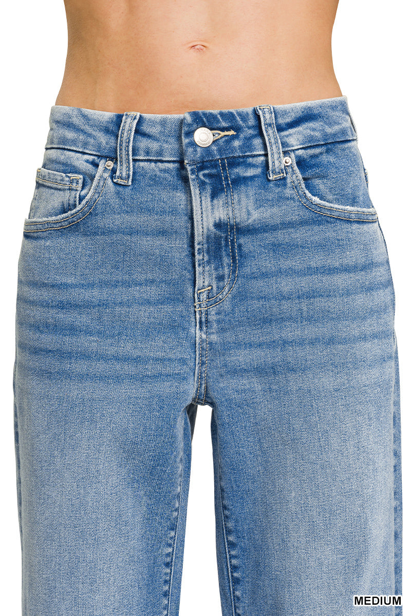 Zenana Women's High Rise Flare Bottoms Jeans - Medium
