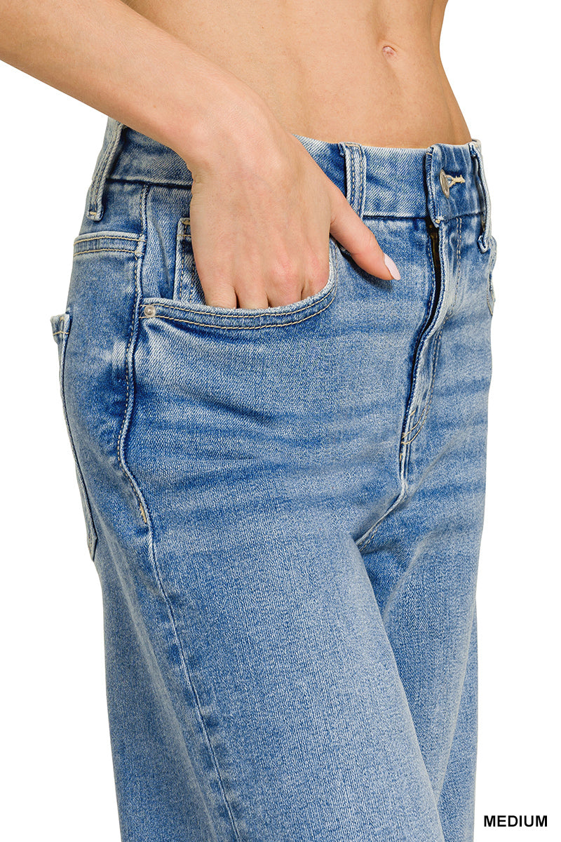 Zenana Women's High Rise Flare Bottoms Jeans - Medium