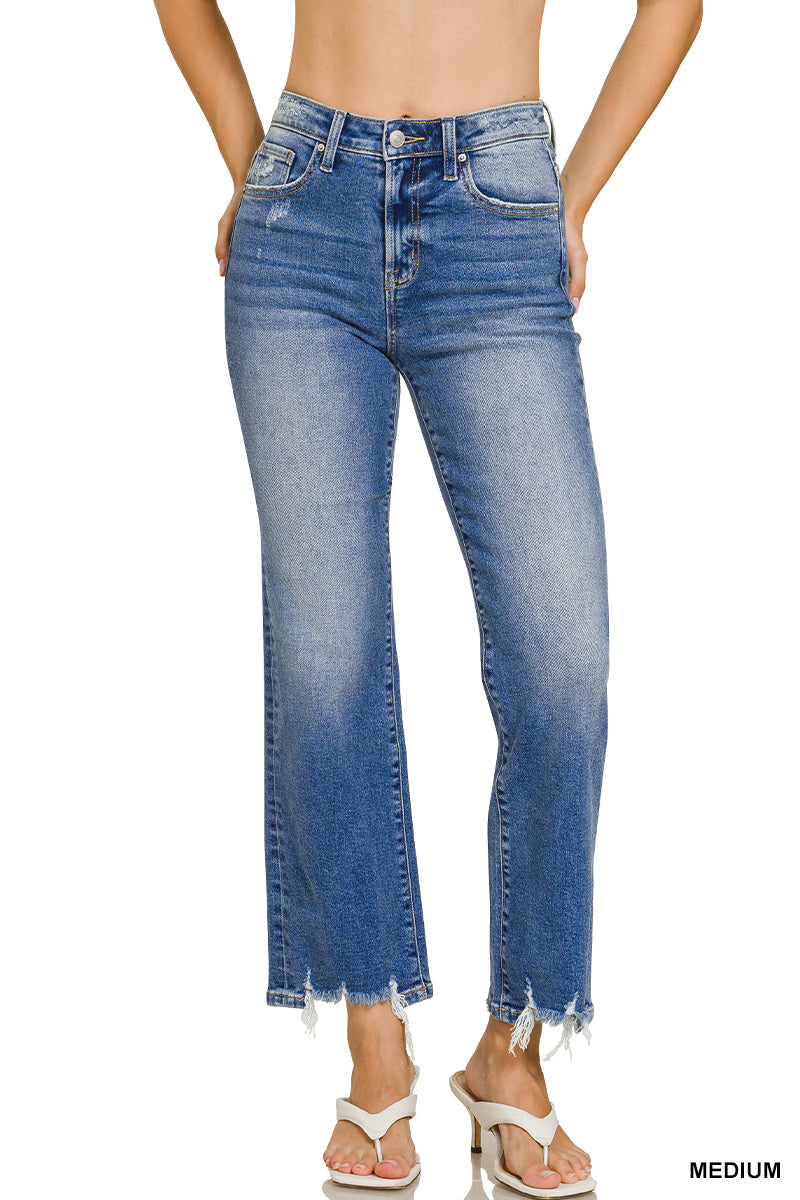 Distressed Hem Denim Pants