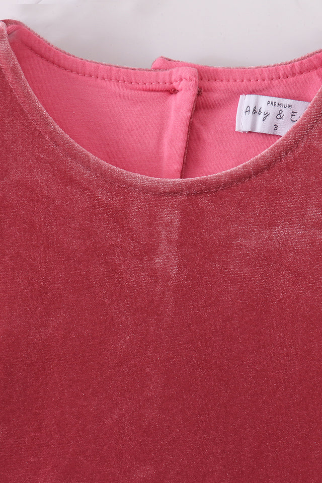 Abby & Evie Girl's Premium Dusty Pink Velvet Lace Dress