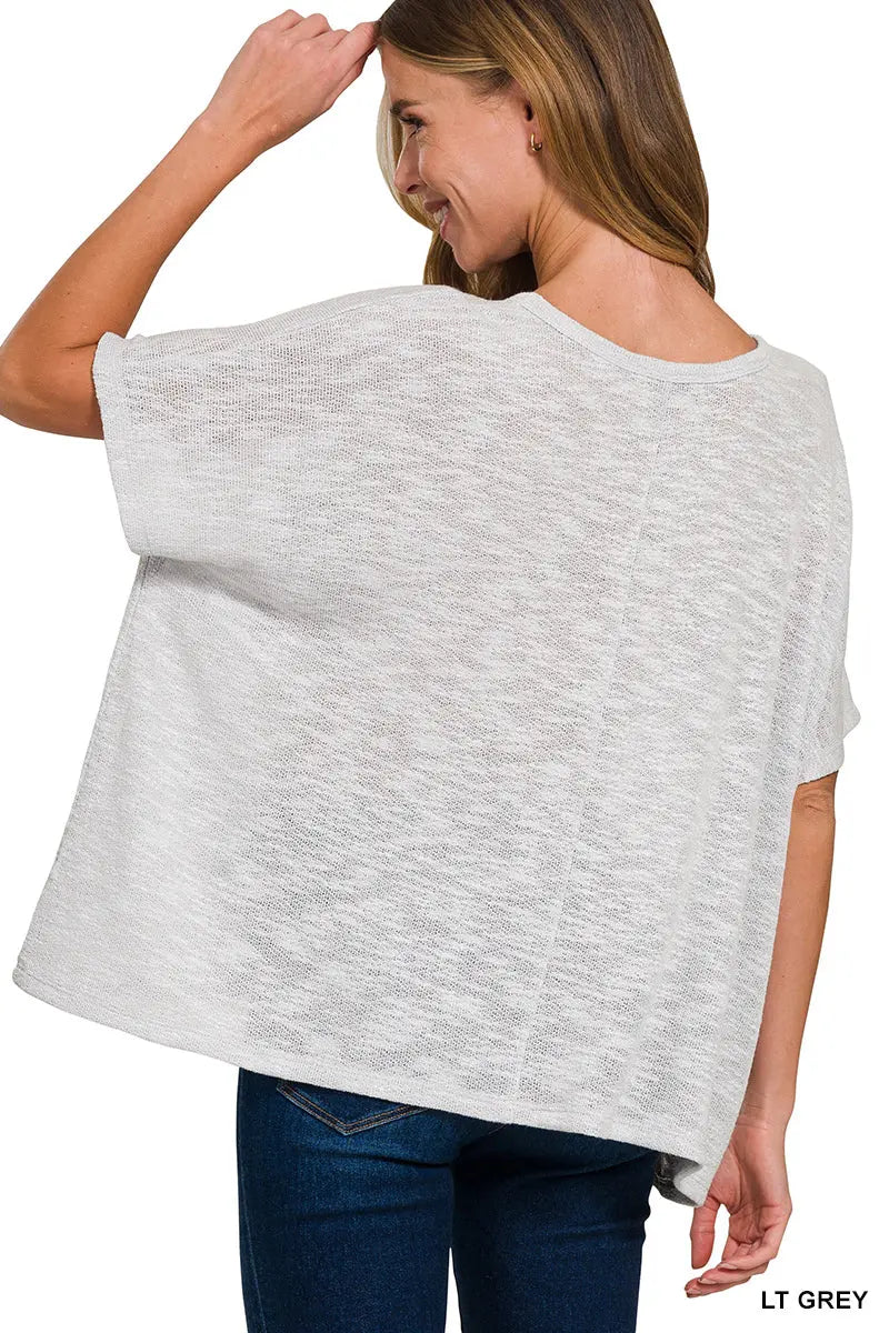 Oversized Slub Hacci Top with Pocket