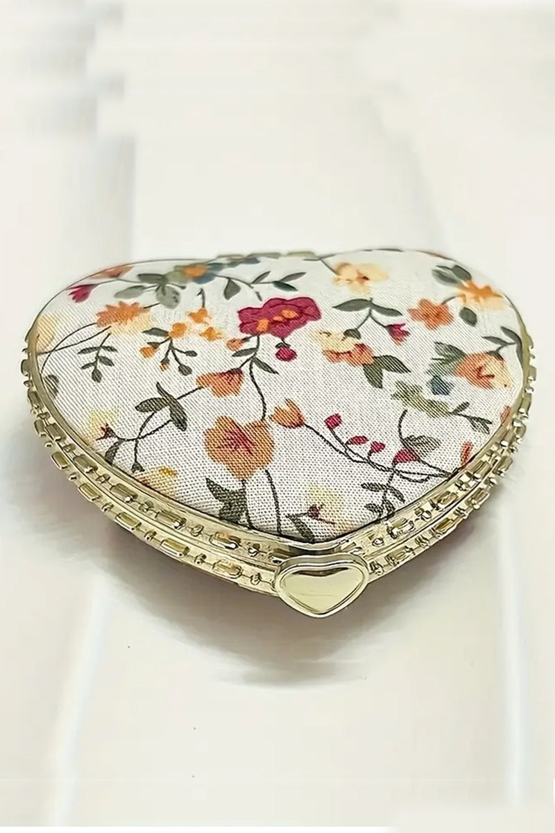 Floral Design Heart Hand Mirror
