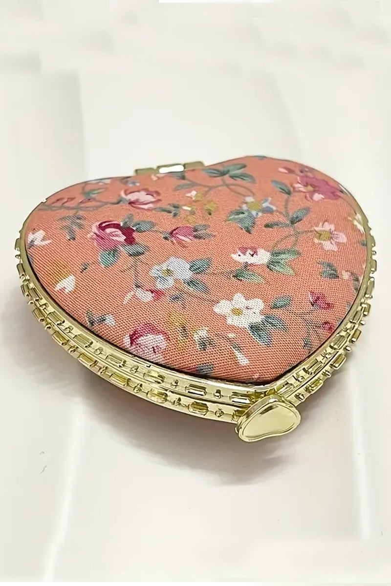 Floral Design Heart Hand Mirror