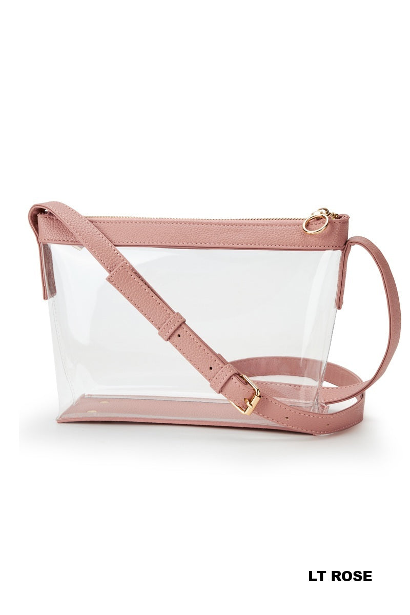 Women's Clear Transparent Crossbody Shoulder Bag - Light Rose