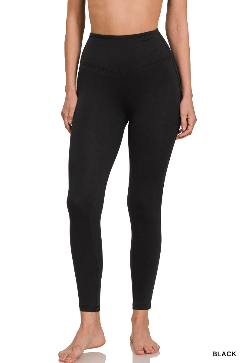 Zenana Brushed Microfiber Full-Length Leggings - Black