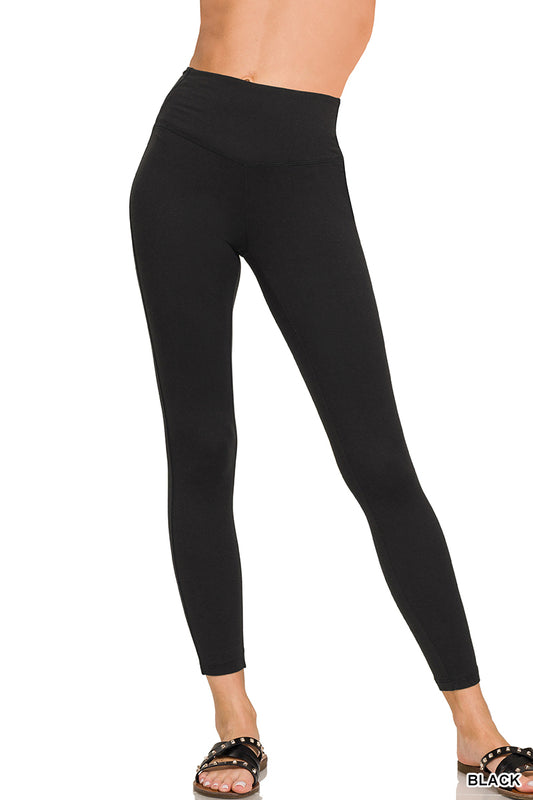 Zenana Women's Brushed Microfiber Full-Length Leggings - Black