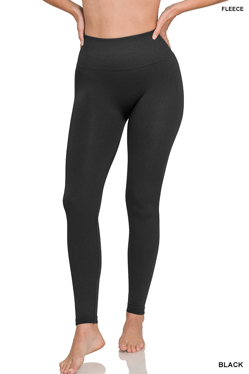 Zenana Women's Fleece High Waist Leggings - Black