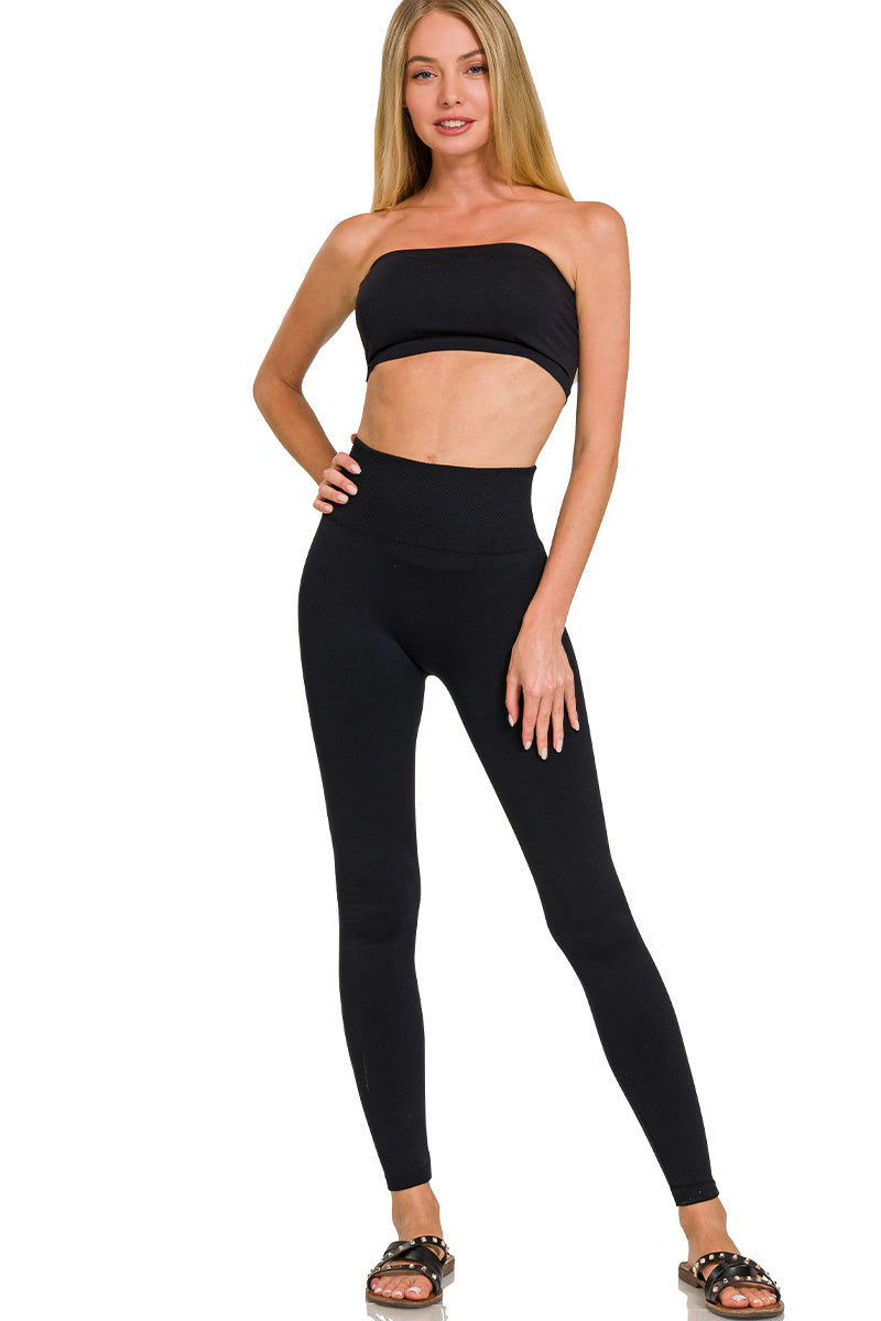Zenana Women's Fleece High Waist Leggings - Black