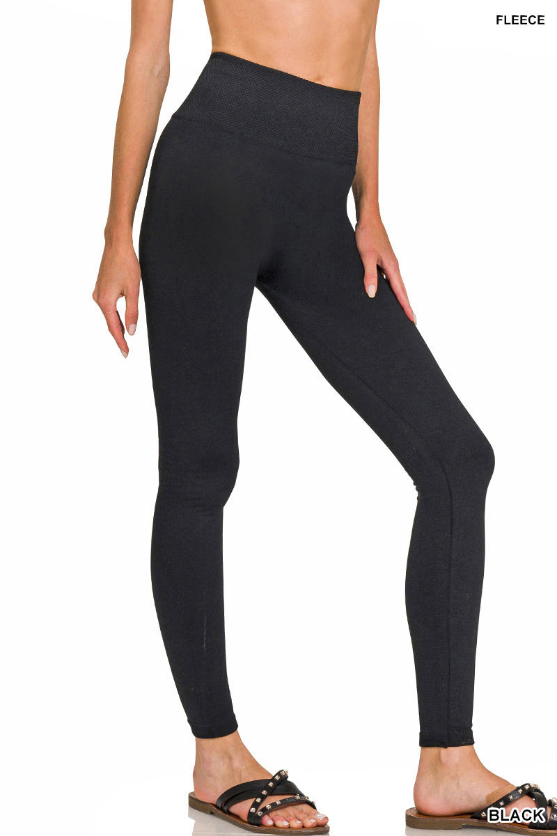 Zenana Women's Fleece High Waist Leggings - Black