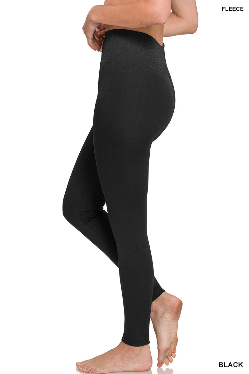Zenana Women's Fleece High Waist Leggings - Black