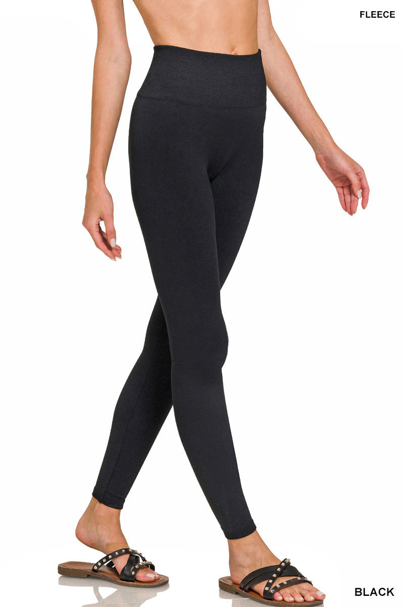 Zenana Women's Fleece High Waist Leggings - Black