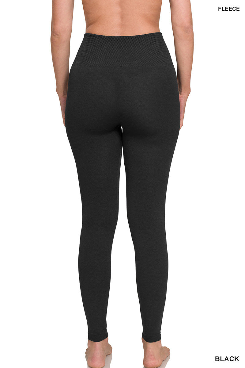 Zenana Women's Fleece High Waist Leggings - Black
