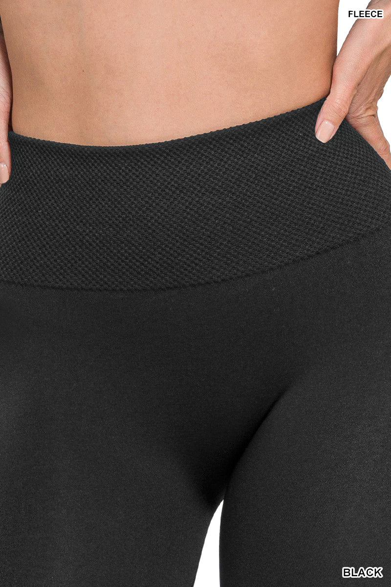 Zenana Women's Fleece High Waist Leggings - Black