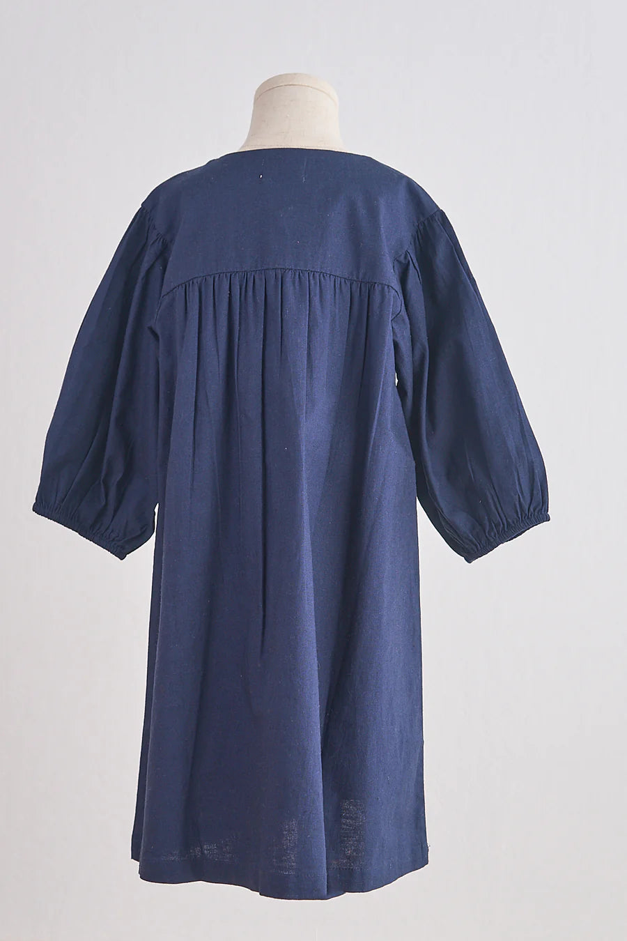 Petal & Pine Girl's Navy Floral Embroidery Linen Girl Dress - Size 5