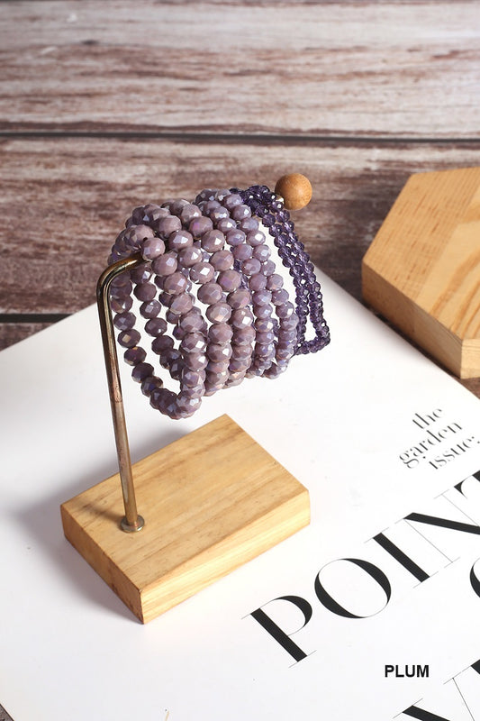 3pcs Stackable Beaded Bracelet (Plum)