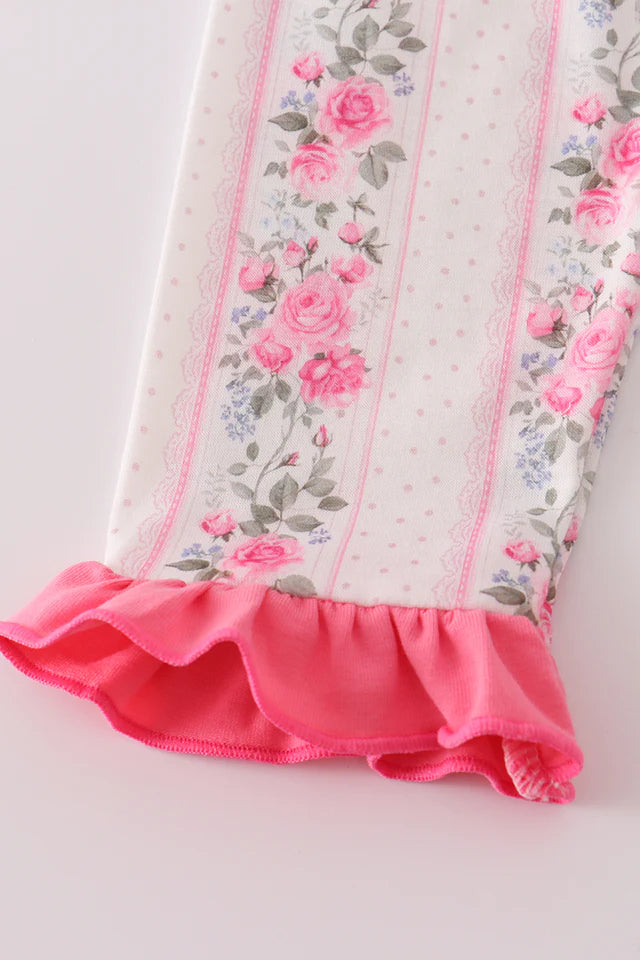 Abby & Evie Girl's Pink Floral Print Pants Set
