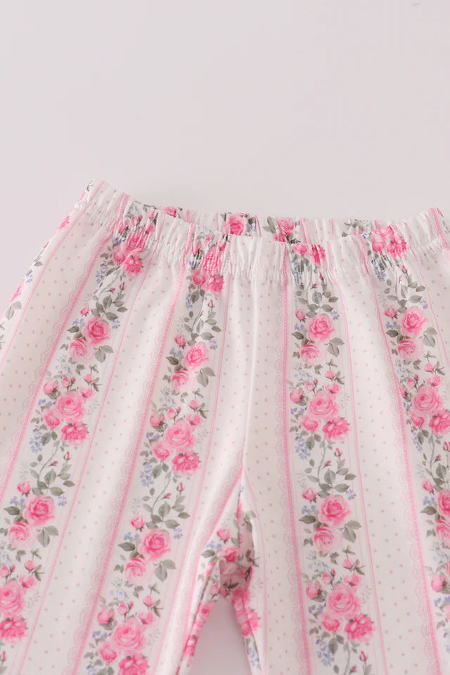 Abby & Evie Girl's Pink Floral Print Pants Set