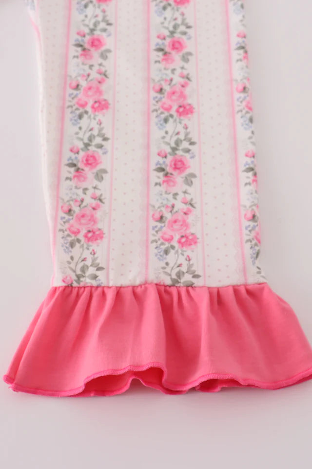 Abby & Evie Girl's Pink Floral Print Pants Set
