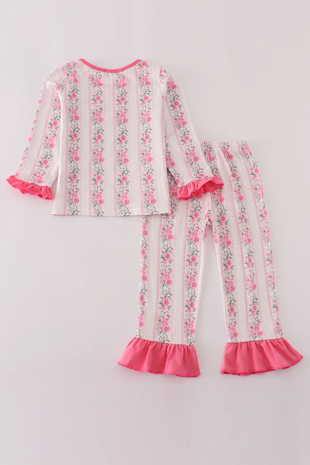 Abby & Evie Girl's Pink Floral Print Pants Set